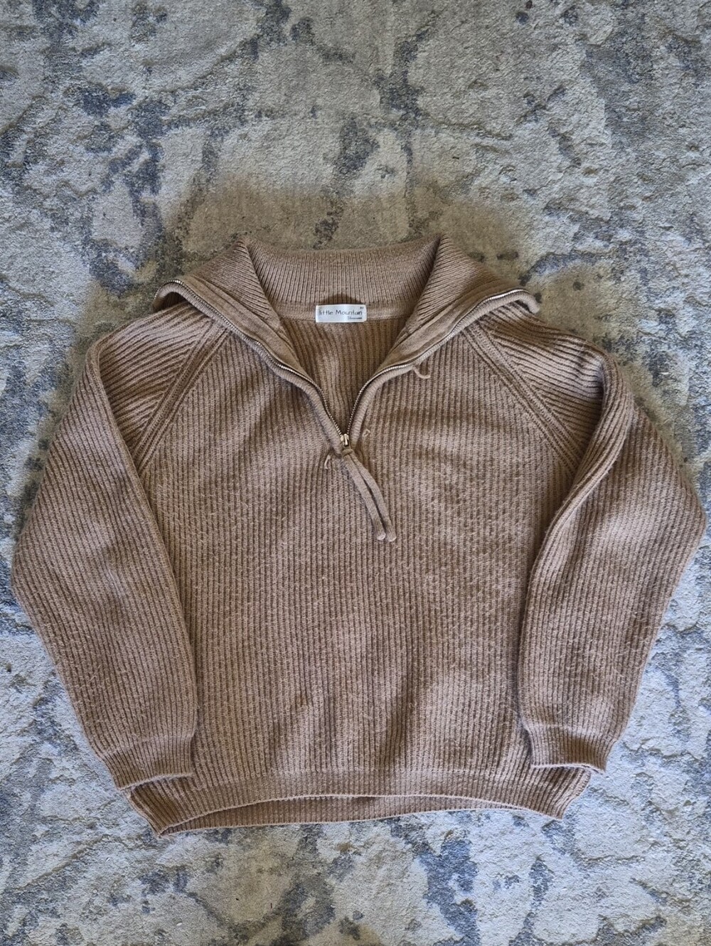 Cozy Half-Zip Ribbed Sweater in Taupe